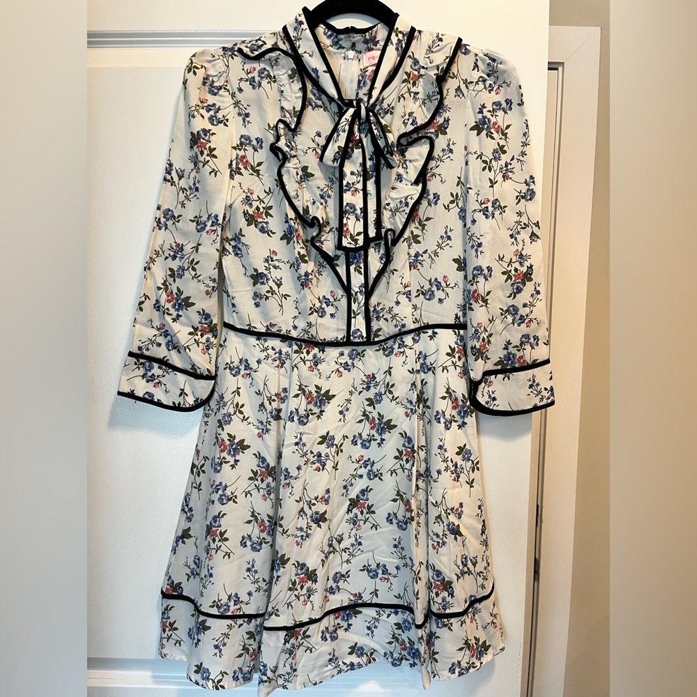 re:named Floral Dress with Black piping